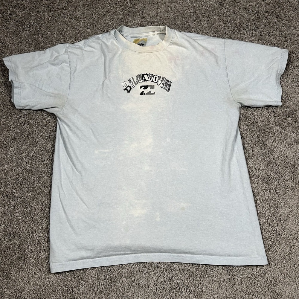 Vintage Billabong T-Shirt Mens‎ XL Light Blue Surf Skate Double-Sided Graphic